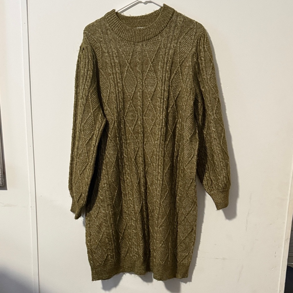 Olive Long Sleeve Knit Dress